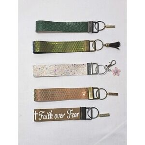 Lot Of 5 Country Blessings Colorful‎ Fun faux leather key fob wristlets Sparkle